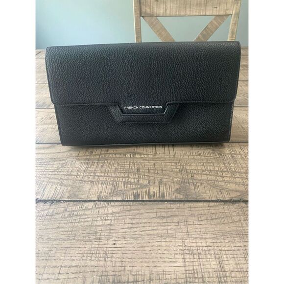 French Connection faux leather black clutch bag - Picture 1 of 7